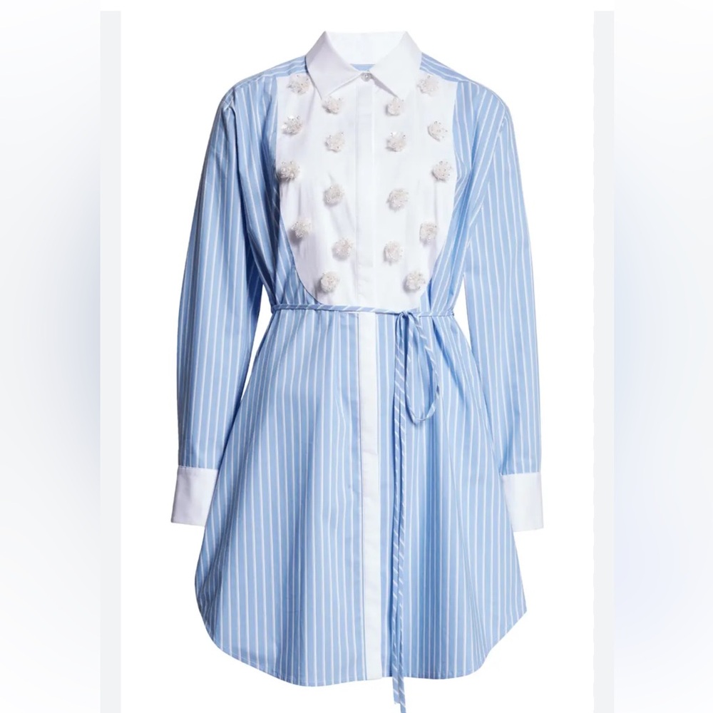 Cinq à Sept
Debbie Embellished Striped Shirt Dress